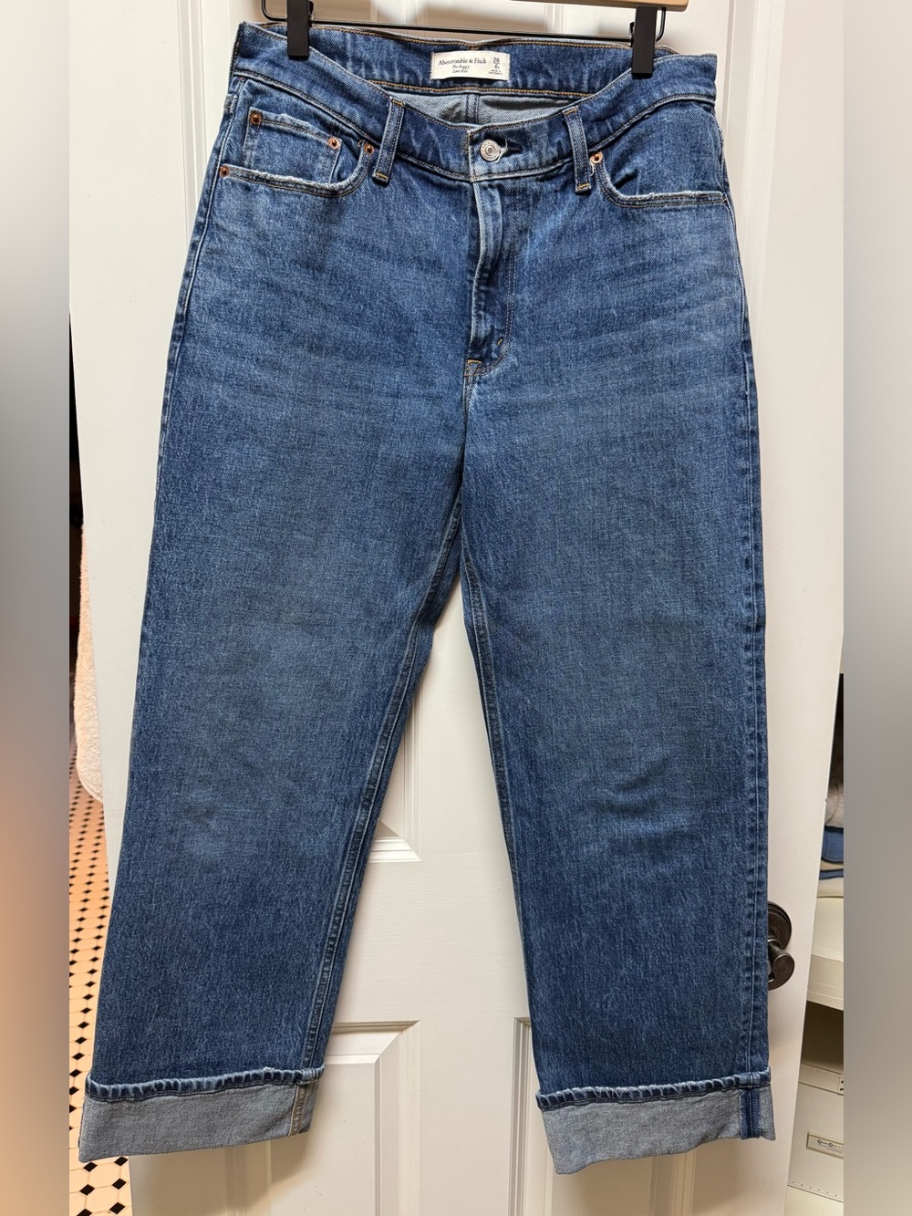 Abercrombie low rise baggy cuffed jeans